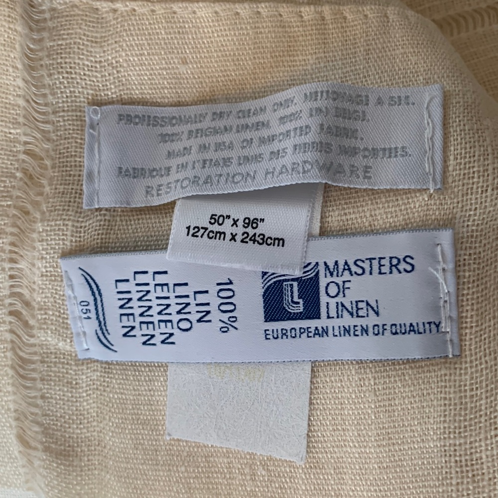 Restoration Hardware three panels Masters of Linen belgian linen 50 x 96